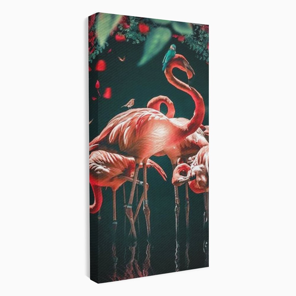 Tablou canvas cu tablou canvas cu flamingo roz, fara rama, pe sasiu de lemn